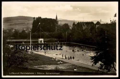 ALTE POSTKARTE REICHELSHEIM ODENWALD SCHWIMMBAD BAD FREIBAD HESSEN piscine swimming pool cpa postcard Ansichtskarte AK