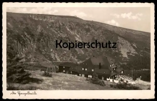 ALTE POSTKARTE RIESENGEBIRGE DIE HAMPELBAUDE MIT TEICHRÄNDER WÄSCHE BETTLAKEN Karpacz Ansichtskarte postcard Schlesien