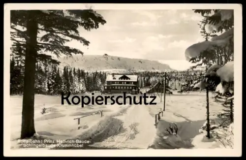 ALTE POSTKARTE RIESENGEBIRGE RODELBAHN PRINZ-HEINRICH-BAUDE SCHLINGELBAUDE KRUMMHÜBEL Karpacz Karkonosze Krkonose AK cpa