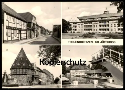 ÄLTERE POSTKARTE TREUENBRIETZEN VOGELSANGSTRASSE KREISKRANKENHAUS HEIMATMUSEUM BAD cpa postcard Ansichtskarte AK
