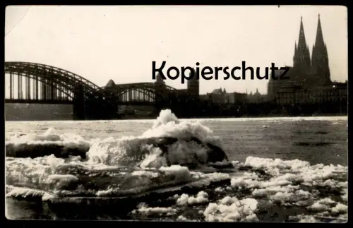 ALTE FOTO POSTKARTE KÖLN EISGANG AUF DEM RHEIN HOHENZOLLERNBRÜCKE KÖLNER DOM PANORAMA ~ 1914 CÖLN Photo AK cpa postcard