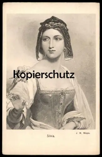 ALTE KÜNSTLER POSTKARTE SHAKESPEARE'S HELDINNEN SILVIA J. W. WRIGHT Porträt Dame Frau Schmuck Ansichtskarte postcard AK
