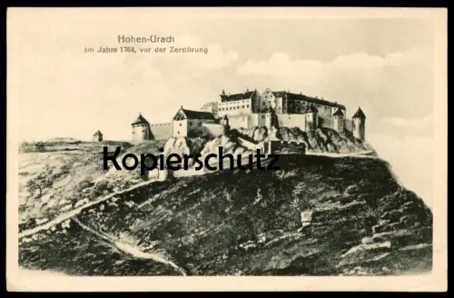 ALTE POSTKARTE HOHEN-URACH IM JAHRE 1764 VOR DER ZERSTÖRUNG Bad Urach castle chateau cpa postcard AK Ansichtskarte