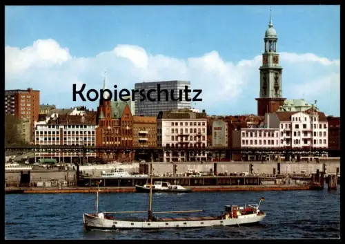 ÄLTERE POSTKARTE HAMBURG HAFENPARTIE AN DEN LANDUNGSBRÜCKEN Hafen harbour port Frachschiff cargo ship AK cpa postcard
