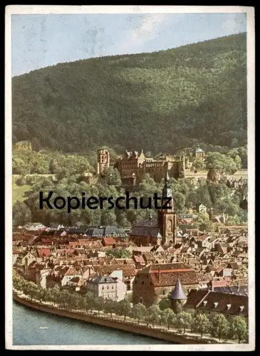 ÄLTERE POSTKARTE HEIDELBERG BLICK AUF ALTSTADT UND SCHLOSS PANORAMA HANNS LOSSEN HEIDELBERG Ansichtskarte cpa postcard