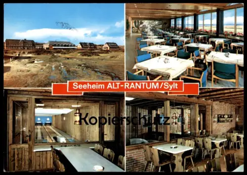 ÄLTERE POSTKARTE SYLT SEEHEIM ALT-RANTUM BUNDESBAHN SOZIALWERK KEGELBAHN kegeln jeu de quilles quille ninepins bowling