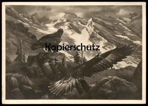 ALTE POSTKARTE MÜNCHEN DEUTSCHES MUSEUM STEINADLER MICHAEL KIEFER ADLER golden eagle aigle AK Ansichtskarte postcard cpa