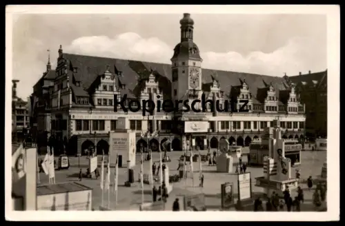 ALTE POSTKARTE LEIPZIG RATHAUS STÄNDE DEUTSCHE FRAUEN UND MÜTTER BANNER DAS DEUTSCHE KULTURGESPRÄCH WIRD FORTGESETZT AK