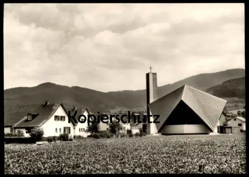 ÄLTERE POSTKARTE KOLLNAU GUTACH EVANGELISCHE KIRCHE MIT PFARR- UND GEMEINDEHAUS AUFNAHME HENRICH WILCKENS Waldkirch