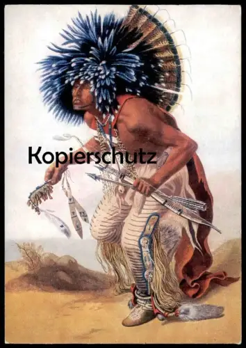ÄLTERE POSTKARTE INDIANER NORDAMERIKA HIDATSA SIOUX KRIEGER BEIM HUNDETANZ 1832-34 INDIANS INDIOS KÖLN 1969 postcard AK