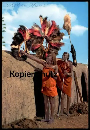 ÄLTERE POSTKARTE MASAI DANCERS AFRICA COSTUM KENIA TANSANIA Massai Tanzania Kenya Tradition Schmuck Afrika postcard
