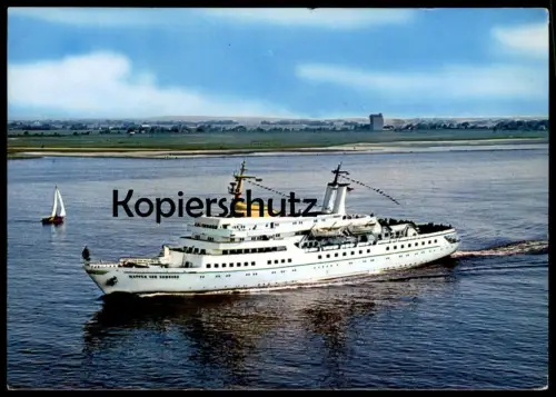 ÄLTERE POSTKARTE FAHRGASTSCHIFF MS WAPPEN VON HAMBURG & SEGELBOOT Schiff ship bateau Ansichtskarte AK cpa postcard