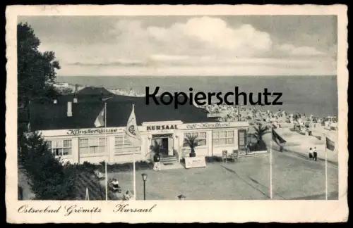 ALTE POSTKARTE OSTSEEBAD GRÖMITZ KÜNSTLERKLAUSE KURSAAL CAFÉ KONDITOREI Strand beach plage Ansichtskarte AK cpa postcard
