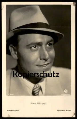 ALTE POSTKARTE PAUL KLINGER FILM-SCHAUSPIELER HUT UFA FOTO BAUMANN actor acteur Foto hat postcard cpa AK Ansichtskarte