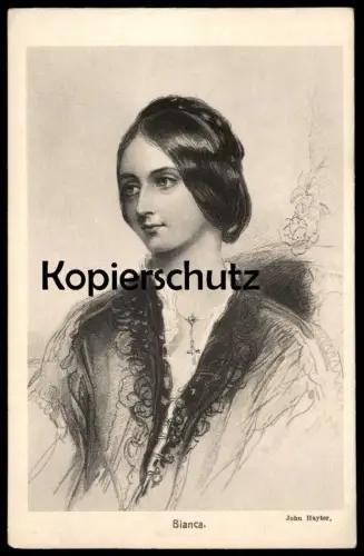 ALTE KÜNSTLER POSTKARTE SHAKESPEARE'S HELDINNEN BIANCA JOHN HAYTER Porträt Dame Frau Schmuck Kreuz AK cpa postcard