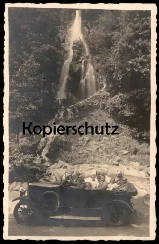 ALTE POSTKARTE TRUSETALER WASSERFALL AUTO OLDTIMER AUSFAHRT BROTTERODE-TRUSETAL THÜRINGEN TRUSE Ansichtskarte postcard