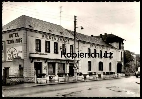 ÄLTERE POSTKARTE DIGOIN HOTEL TERMINUS RESTAURANT BAR AZUR SCHILD LOKOMOTIVE VERKEHRSSCHILD DAMPFLOK AK cpa postcard