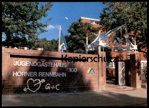 ÄLTERE POSTKARTE HAMBURG JUGENDGÄSTEHAUS HORNER RENNBAHN HORN JUGENDHERBERGE Ansichtskarte AK cpa postcard