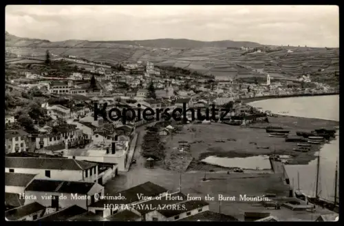 ALTE POSTKARTE HORTA VISTA DO MONTE QUEIMANDO BURNT MOUNTAIN Ebbe ebb Azoren Acores Acoren Portugal Portuguesa postcard