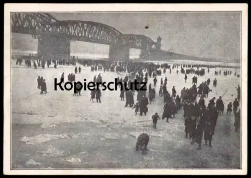 ALTE POSTKARTE MAINZ WINTER EIS ÜBERGANG ZUGEFRORENER RHEIN 1929 Rheineis Schnee hiver ice frozen surface glace postcard