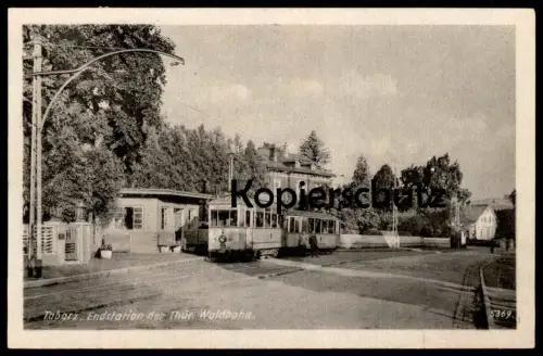 ALTE POSTKARTE TABARZ ENDHALTESTELLE DER THÜRINGER WALDBAHN STRASSENBAHN Haltestelle tram tramway Ansichtskarte postcard