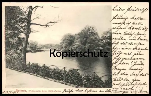 ALTE POSTKARTE BREMEN WALLPARTHIE BEIM BISCHOFSTHOR 1899 WALLPARTIE BEIM BISCHOFSTOR Ansichtskarte cpa postcard AK