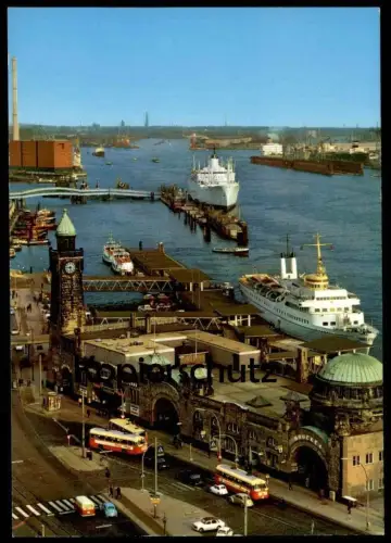 ÄLTERE POSTKARTE HAMBURG HAFEN BUS PKW MERCEDES VW KÄFER Volkswagen Dampfer Schiff Ansichtskarte AK cpa postcard