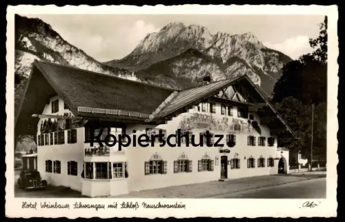 ALTE POSTKARTE SCHWANGAU HOTEL WEINBAUER MIT SCHLOSS NEUSCHWANSTEIN Telefon Füssen chateau castle postcard Ansichtskarte
