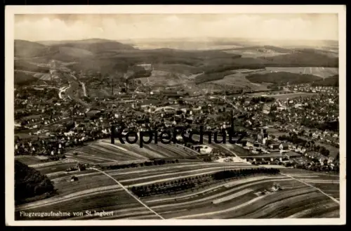 ALTE POSTKARTE ST. INGBERT FLUGZEUGAUFNAHME LUFTHANSA FLIEGERAUFNAHME SAAR SAARGEBIET Ansichtskarte AK cpa postcard