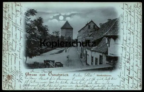 ALTE POSTKARTE OSNABRÜCK BOCKSTHURM 1899 MONDSCHEIN MONDSCHEINKARTE MOND BOCKSTURM Turm tower cpa postcard Ansichtskarte