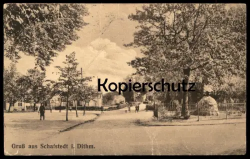 ALTE POSTKARTE GRUSS AUS SCHAFSTEDT IN DITHMARSCHEN KAISERSTEIN DENKMAL Ansichtskarte AK cpa postcard