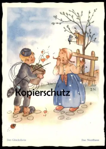 ALTE POSTKARTE DER GLÜCKSBOTE SCHORNSTEINFEGER CHIMNEY SWEEPER MÄDCHEN JUNGE KINDER SIGN. ILSE NORDHAUS child postcard