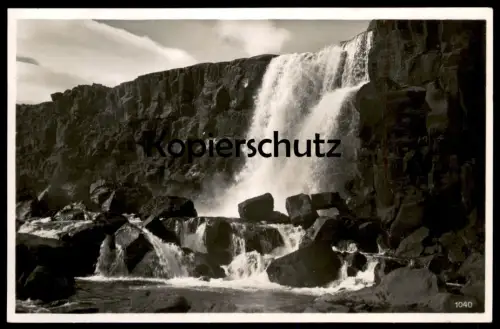 ALTE POSTKARTE ISLAND ÖXARARARFOSS WASSERFALL BEI THINGVELLIR ÖXARARFOSS iceland waterfall cascade postcard cpa AK