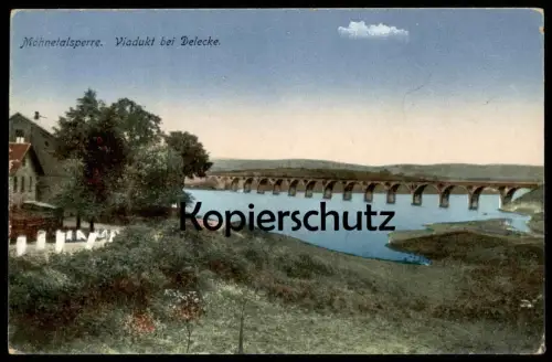 ALTE POSTKARTE MÖHNETALSPERRE VIADUKT BEI DELECKE MÖHNESEE Talsperre barrage Ansichtskarte AK cpa postcard