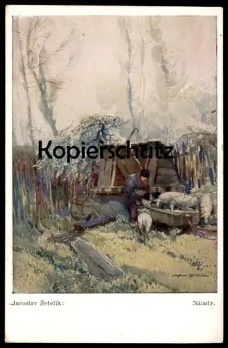 ALTE KÜNSTLER POSTKARTE JAROSLAV SETELIK NALADY MALER SCHAFE SCHAF SCHÄFER sheep Ansichtskarte AK cpa postcard