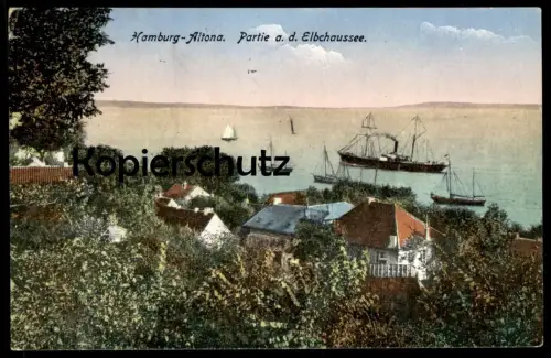 ALTE POSTKARTE HAMBURG ALTONA PARTIE AN DER ELBCHAUSSEE DAMPFER SCHIFF ship Ansichtskarte AK postcard photo