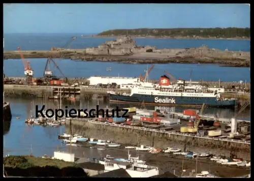 ÄLTERE POSTKARTE ST. HELIER HARBOUR JERSEY C. I. SEALINK FERRY Hafen port Fähre Schiff harbour Dampfer ship postcard AK