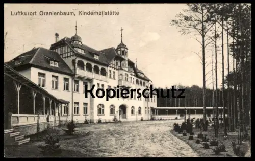 ALTE POSTKARTE LUFTKURORT ORANIENBAUM KINDERHEILSTÄTTE HEILSTÄTTE BAHNPOST STEMPEL ZUG 9 DESSAU WÖRLITZ cpa AK postcard