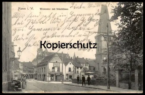 ALTE POSTKARTE HAMM WESTENTOR MIT STÄNDEHAUS GESCHÄFT WILHELM BUDDEBERG SUNLICHT SEIFE Ansichtskarte AK cpa postcard