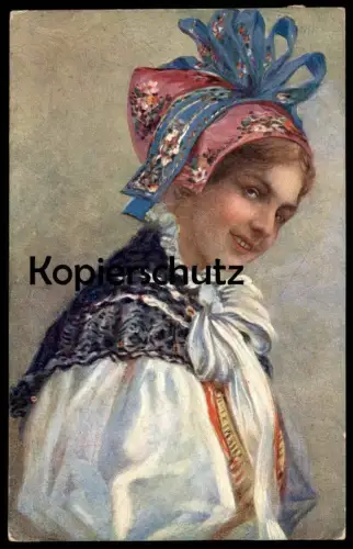 ALTE POSTKARTE CESKOSLOVENSKE NARODNI KROJE CZECHO-SLOVAK NATIONAL COSTUME FRAU TRACHT TSCHECHISCHE REPUBLIK SLOWAKEI AK
