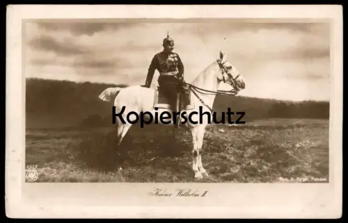 ALTE POSTKARTE KAISER WILHELM II. AUF DEM PFERD SCHIMMEL white horse mould cheval blanc mouler Ansichtskarte AK postcard
