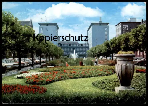 ÄLTERE POSTKARTE OBERHAUSEN FRIEDENSPLATZ AMPHORE BLUMENAMPHORE BLUMENVASE VASE AK Ansichtskarte postcard cpa