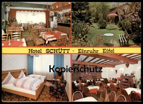 ÄLTERE POSTKARTE EINRUHR HOTEL SCHÜTT INHABER PLEUS-SCHMIDT SIMMERATH EIFEL GAFFEL KÖLSCH AK Ansichtskarte cpa postcard