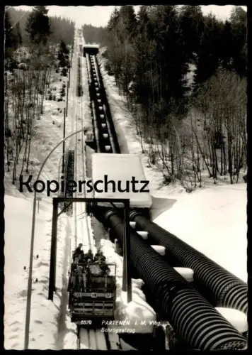 ÄLTERE POSTKARTE PARTENEN GASCHURN SCHRÄGAUFZUG SCHNEE WINTER AUFZUG SEILBAHN BAHN VORARLBERG Ansichtskarte cpa postcard