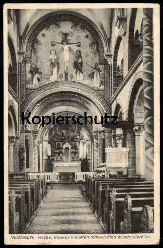 ALTE POSTKARTE NIDEGGEN KIRCHE INNERES MIT ALTEN ROMANISCHEN WANDMALEREIEN Ansichtskarte AK cpa postcard