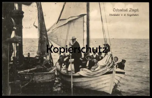 ALTE POSTKARTE OSTSEEBAD ZINGST RÜCKKEHR VON DER SEGELFAHRT SEEMANN BOOTSFÜHRER BOOT Ansichtskarte postcard cpa AK