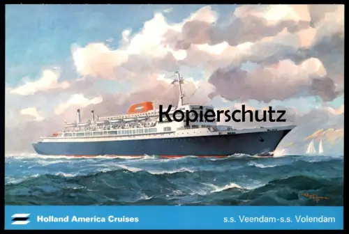 ÄLTERE POSTKARTE HOLLAND AMERICA CRUISES S.S. VEENDAM S.S. VOLENDAM DAMPFER SCHIFF REINT DE JONGE ship postcard cpa