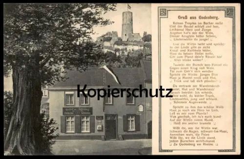 ALTE POSTKARTE GASTHOF ZUR GODESBURG GESCHWISTER SCHUMACHER UNION BIER BONN BAD GODESBERG Briefkasten letter box AK cpa