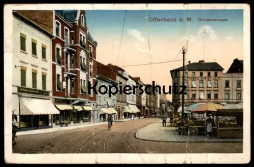 ALTE POSTKARTE OFFENBACH AM MAIN BIEBERERSTRASSE GESCHÄFT WILHELM NINKHARDT MARKT marché market Ansichtskarte postcard