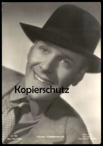 ALTE POSTKARTE ALBERT MATTERSTOCK FILM-SCHAUSPIELER BERLIN FILM FOTO WESEL Hut actor acteur Ansichtskarte AK postcard